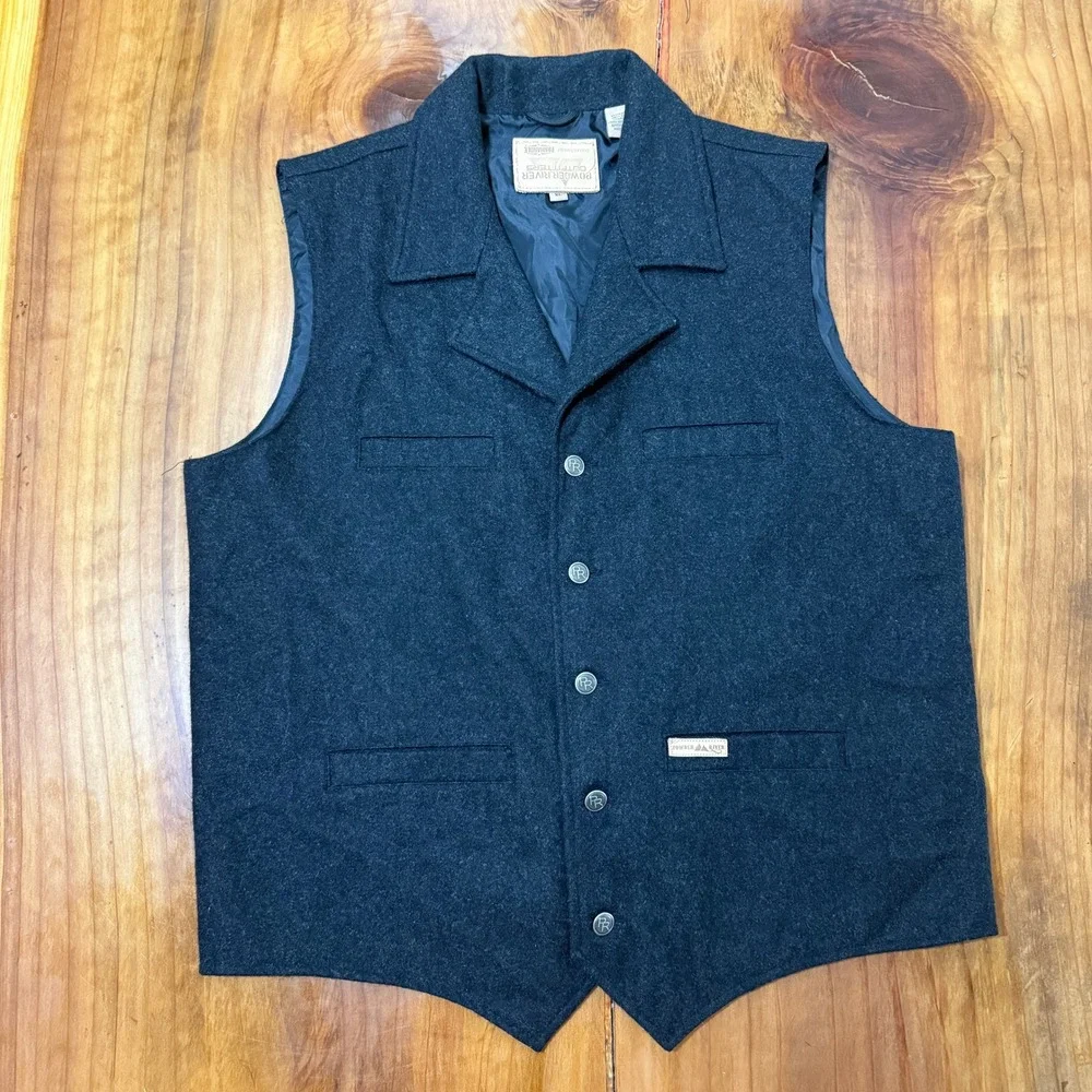 Powder River Outfiiters Mens Hunting Vest Wool Button Lined Outdoor Western G12